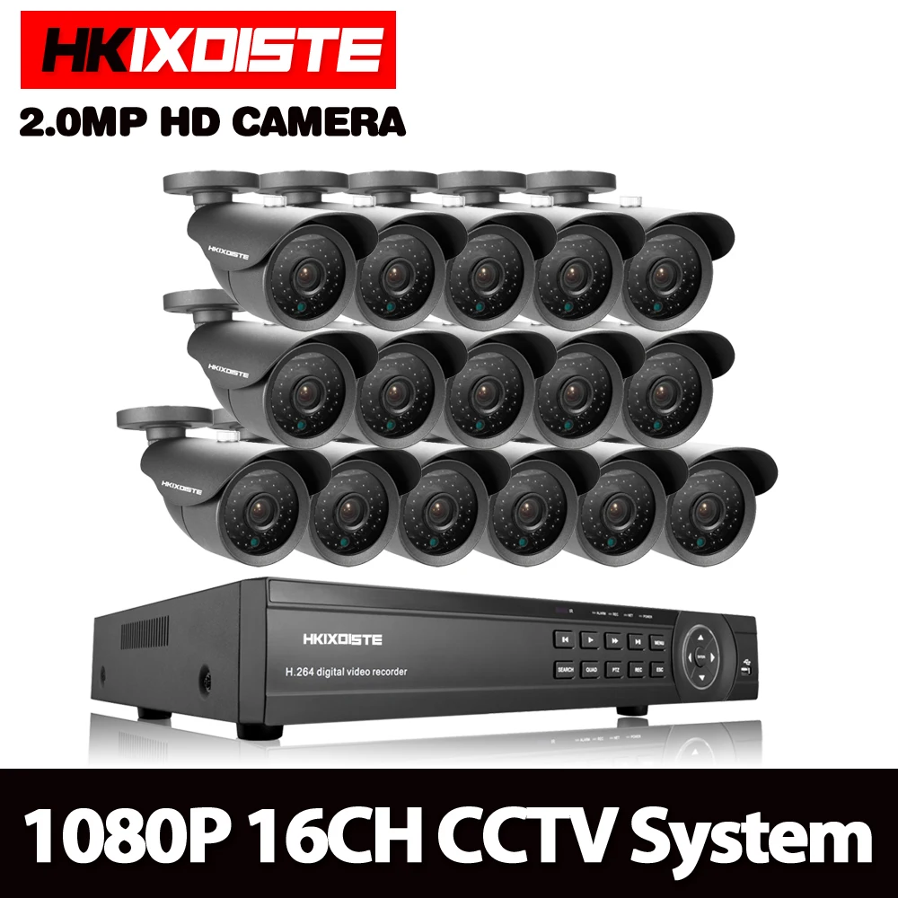 Система наружного видеонаблюдения HKIXDISTE 16 каналов 1080 МП HD 1080P HDMI|Система