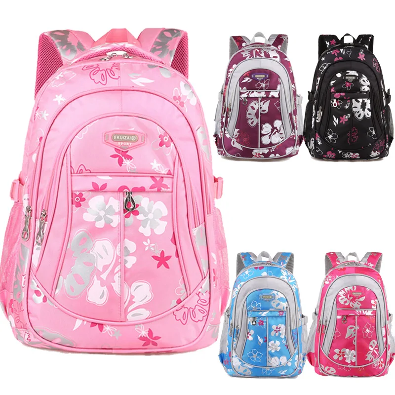 Повседневные Простые детские школьные сумки, нейлоновые Детские рюкзаки, Детская сумка с цветочным принтом для начальной школы, сумки для м...