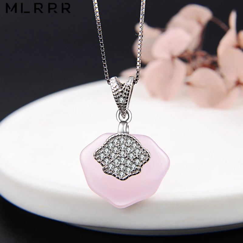 MLRRR Sterling 925 Silver Jewelries Elegant Simply Red / Pink Purple Crystals Pendant for Necklace Chain and DIY | Украшения и