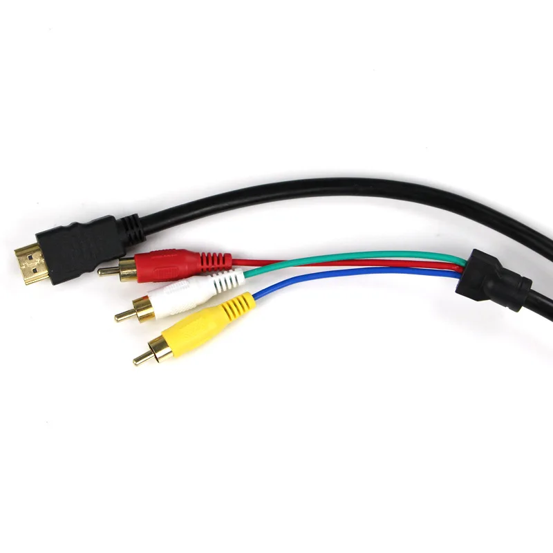 500 шт. 5 футов 1 м HDMI в 3 RCA видео AV ТВ композитный адаптер конвертер 3RCA RGB кабель для