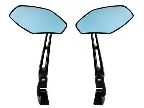 Черный Алюминиевых заготовок Заднего Вида Зеркала Синий Сторону Выпуклые Для