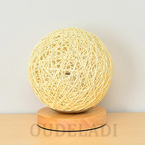 Beige 220V светодиодный пеньковая веревка дерево многоцветный настольные лампы европейская вилка прикроватная лампа для спальни отделанные маленькой клеткой в стиле ночной Светильник - Цвет корпуса: Beige