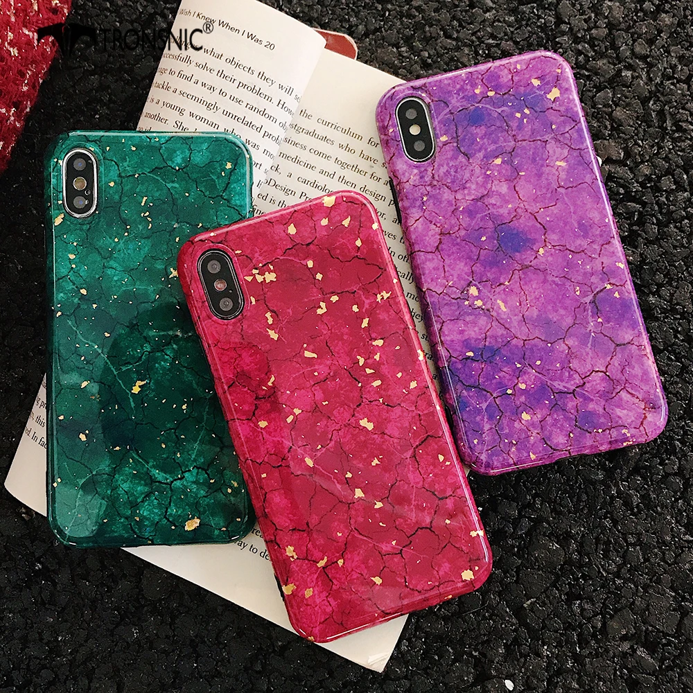 Блестящий чехол для телефона TRONSNIC для iPhone X, XS, MAX, XR, зеленый, фиолетовый чехол для iPhone 6 S, 6, 7, 8 Plus, Золотая фольга, красный, роскошный модный чехол