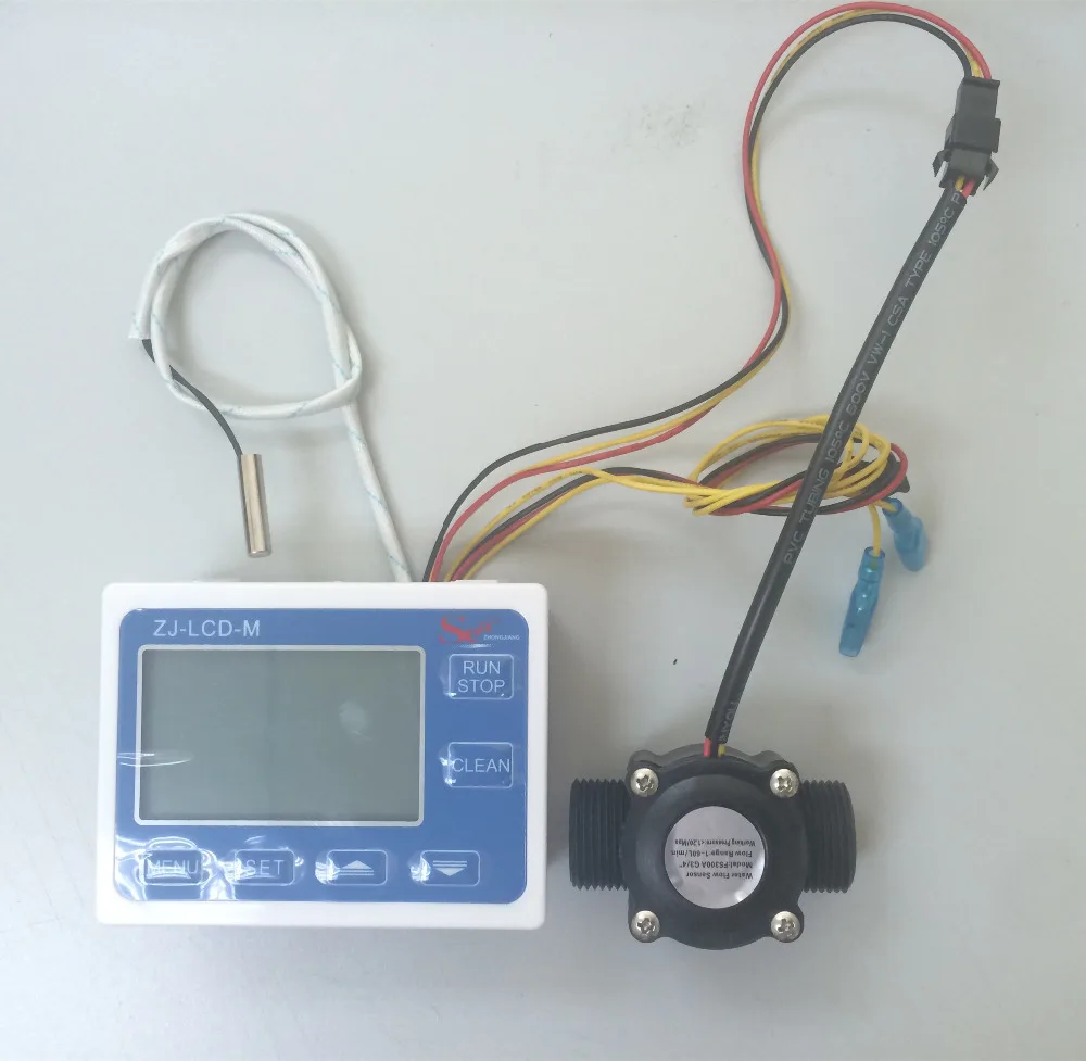ZJ-lcd-M расходомер+ температура+ G3/" Датчик потока ЖК-дисплей контроллер для измерения жидкости воды