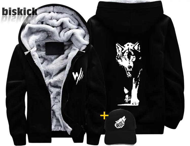 Style 1 Asian size Veste loup Wolf revenge, мужское теплое толстое пальто с золотым принтом, зимняя теплая уличная бархатная Толстовка в стиле хип-хоп, толстовки с капюшоном - Цвет: Style 1 Asian size