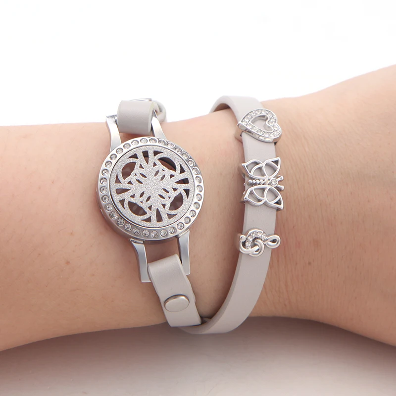 Браслет Somsoar из натуральной кожи нержавеющей стали с распылителем эфирных