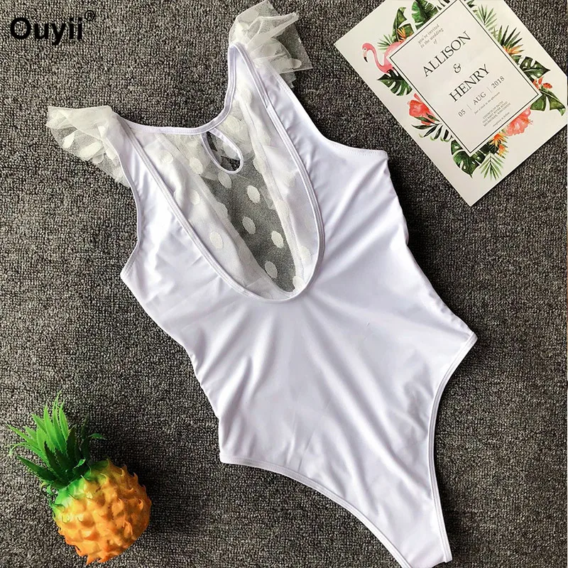 Бикини с глубоким v образным вырезом гофрированный купальник сетчатый цельный в