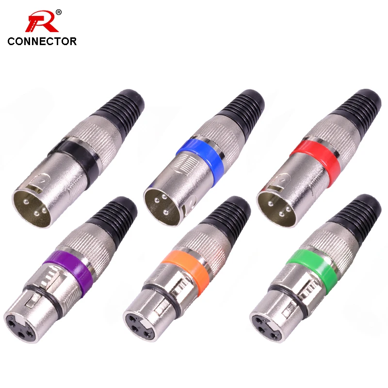 1 шт. XLR разъем 3pin микрофон Микрофон XLR штекер папа XLR Женский Джек мама Адаптер 7 цветов