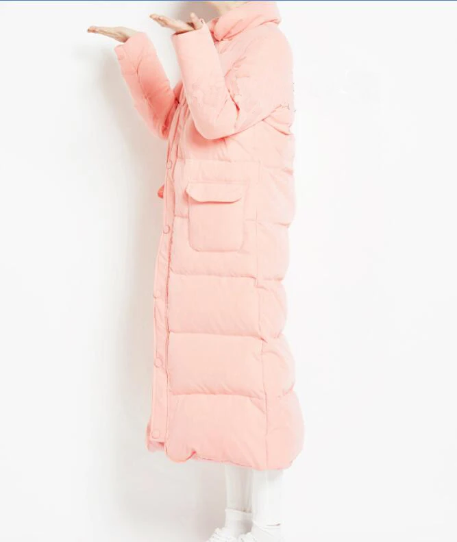 Женский Длинный Зимний пуховик простой дизайнерский зимнее пальто с утиным