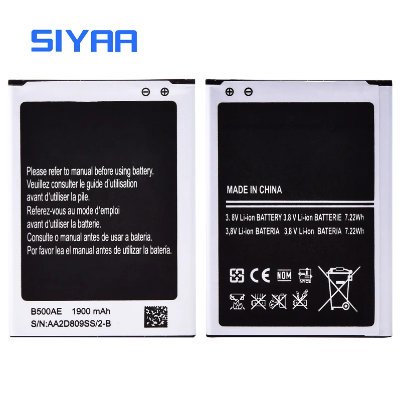 SIYAA B500AE B500BE батарея для samsung GALAXY S4 Mini I9190 I9192 I9195 I9198 S4Mini батарея 1900 мАч Замена