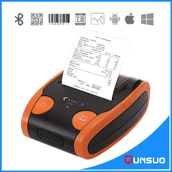Портативный термальный Bluetooth принтер 58 мм для мобильных телефонов IOS чеков POS Windows