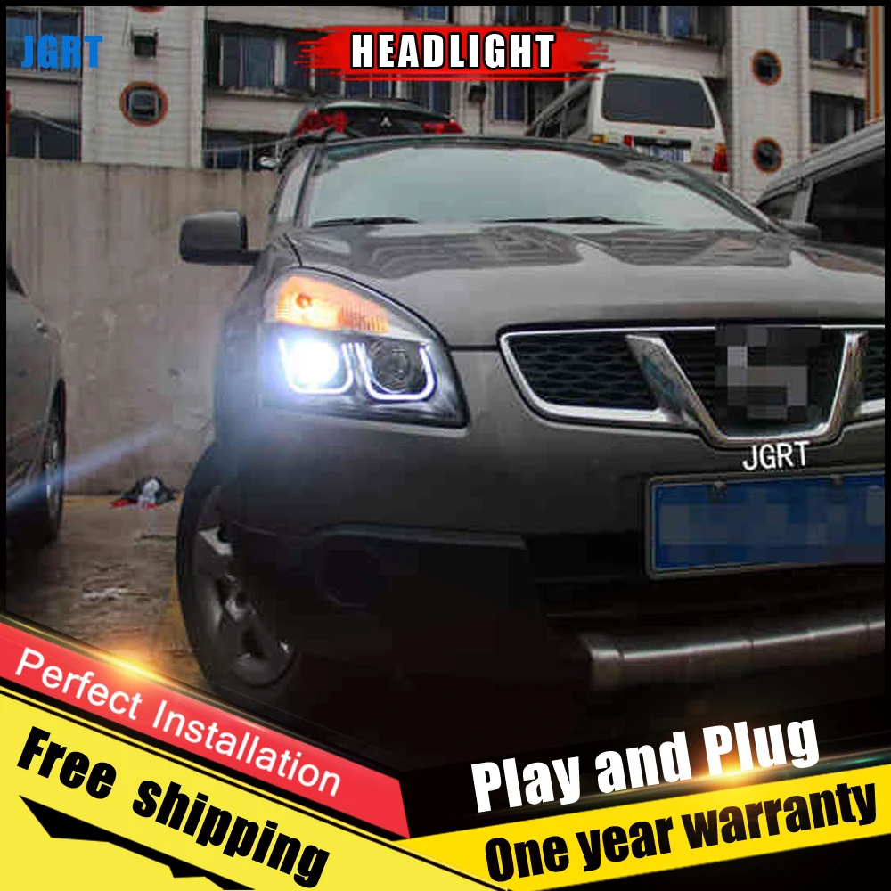 Автомобильный стиль светодиодный фары для Nissan Qashqai 2010-2013 для Qashqai Головной фонарь светодиодный DRL Объектив двойной луч H7 HID Xenon bi xenon объектив