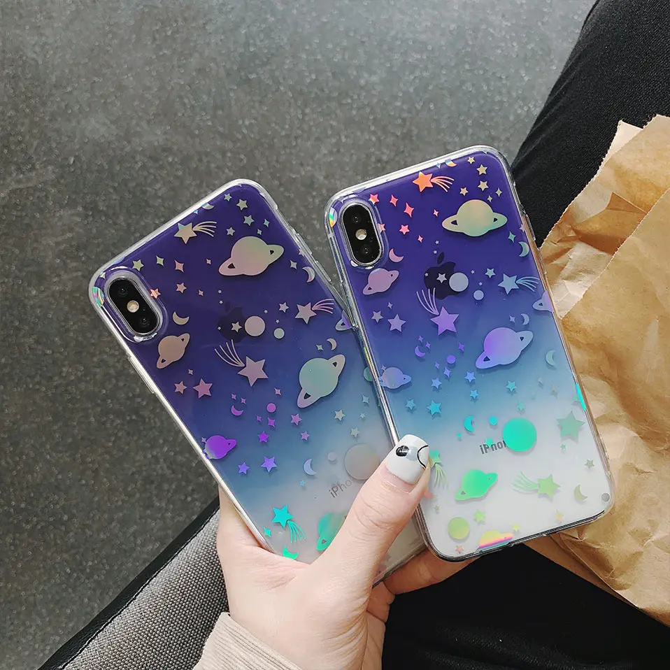 For iPhone X XS XR Max High Quality TPU Back Cover Coque Cartoon Star moon luminous shells 6 6S 7 8 Plus Capa Case |