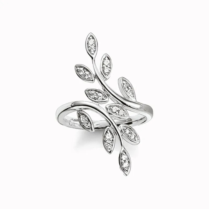 Бренд muffiy серебро Цвет Белый фианит лист Вечность Кольца модный пирсинг для