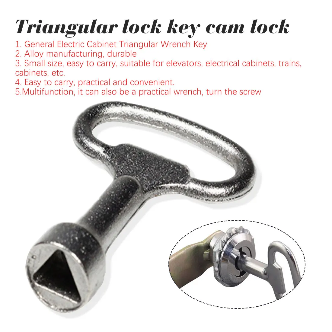 

Panel Lock Key Universal Key Wrench Triangle Socket Key Train Electrical Cupboard Box Elevator Cabinet Switch
