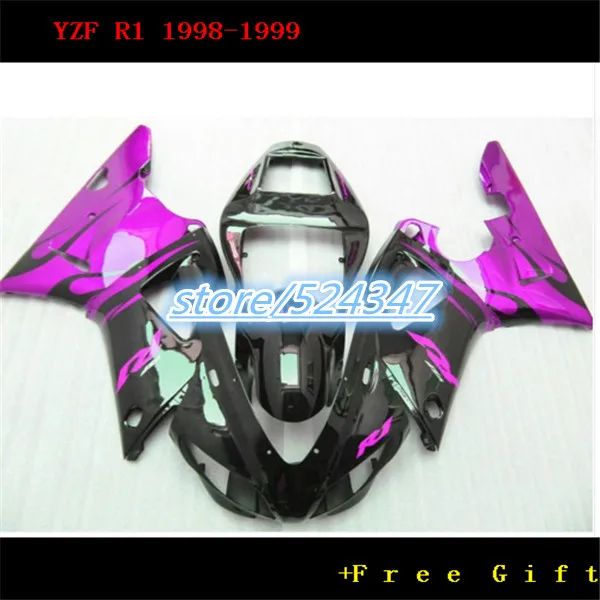 

B мотоцикл Пластиковые обтекатели комплект для 1998 1999 YZFR1 98 99 YZF R1 фиолетовый черный обтекатель кузова части