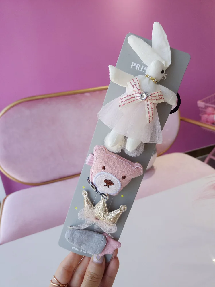 

5pcs Baby Girls Lovely Headwears Cute Cartoon Rabbit Headbands Hairpins Kids Infants Barrettes Birthday Gifts Hair Accessories