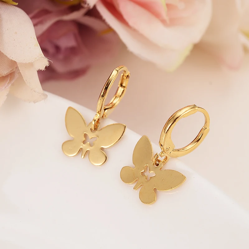 Золото для девочек прекрасная бабочка arrings для детей Aros женщин girlsboy jewelry в африканском стиле Рождественский подарок мотаться