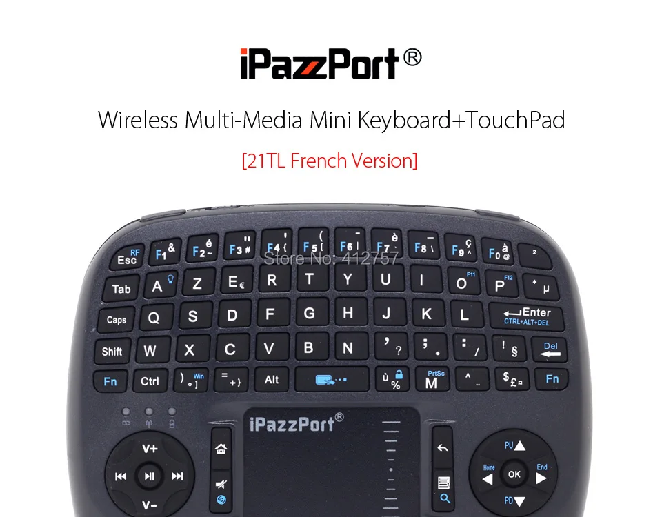 [ ] iPazzPort(21TL) 2,4G мини беспроводная Французская клавиатура+ Воздушная мышь+ тачпад встроенная подсветка высокое качество