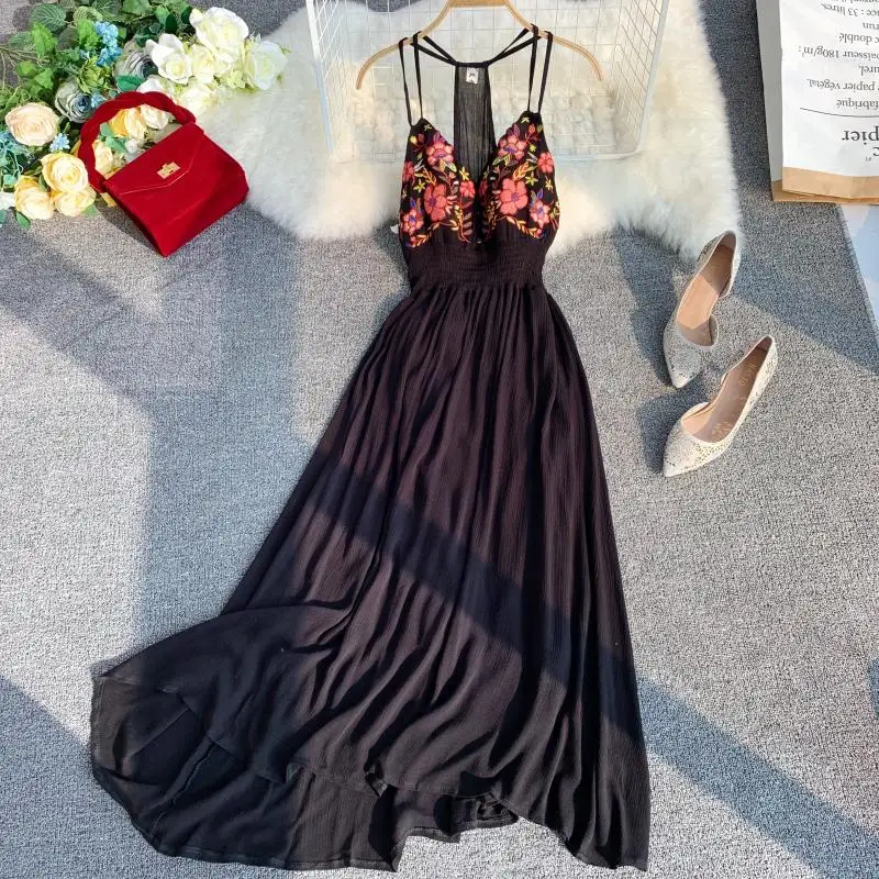 Женское пляжное платье ALPHALMODA, v-образный вырез в богемском стиле, с высокой спиной, цветочным принтом, узкой талией на лето
