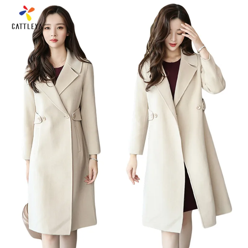 2017 Для женщин зима осень куртка длинные пальто Тонкий костюм воротник длинный