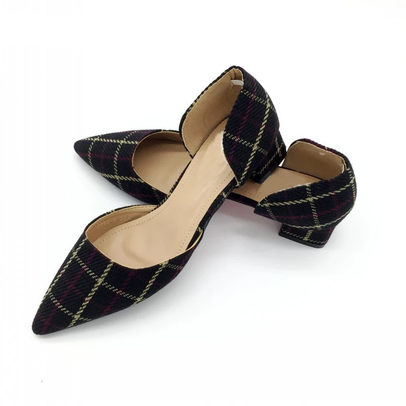 

BEYARNENew Summer Shoes Women Fashion Female Cover Heel Sandals Square Med Heel Ladies Work Plaid Shoes Footwear Plus Size Black