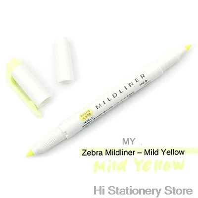 Mild Yellow 1PC Брендовый маркер с рисунком зебры, двухсторонний маркер с круглым носком/косой мягкий 15 цветов на выбор для офиса и школы - Цвет: Mild Yellow 1PC
