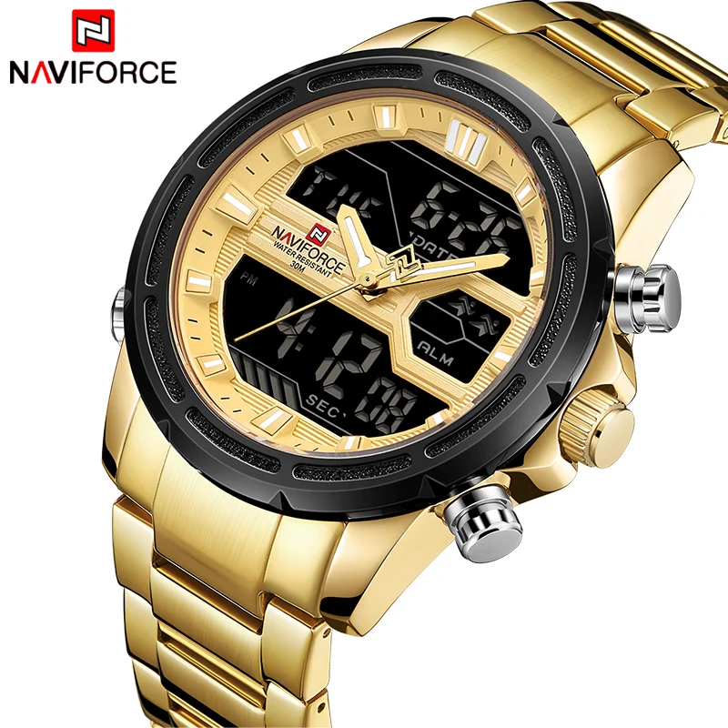 Часы наручные NAVIFORCE Мужские кварцевые цифровые модные спортивные брендовые