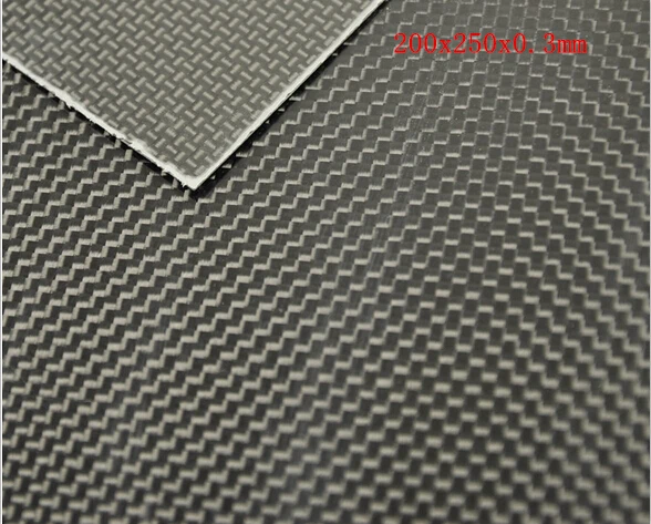 

200mmX250mmX0.3mm 100% RC Carbon Fiber plate panel sheet 3K plain Weave Glossy New