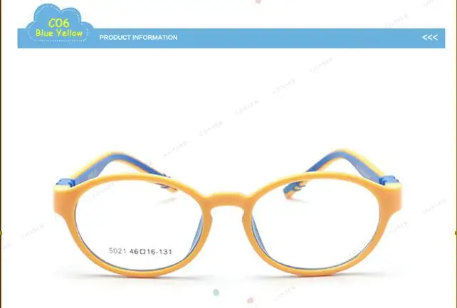 C06 Blue Yellow Классическая оправа для маленьких детей; очки для мальчиков и девочек; подходят для чтения на компьютере; рецептурные прозрачные линзы; детские очки - Цвет оправы: C06 Blue Yellow