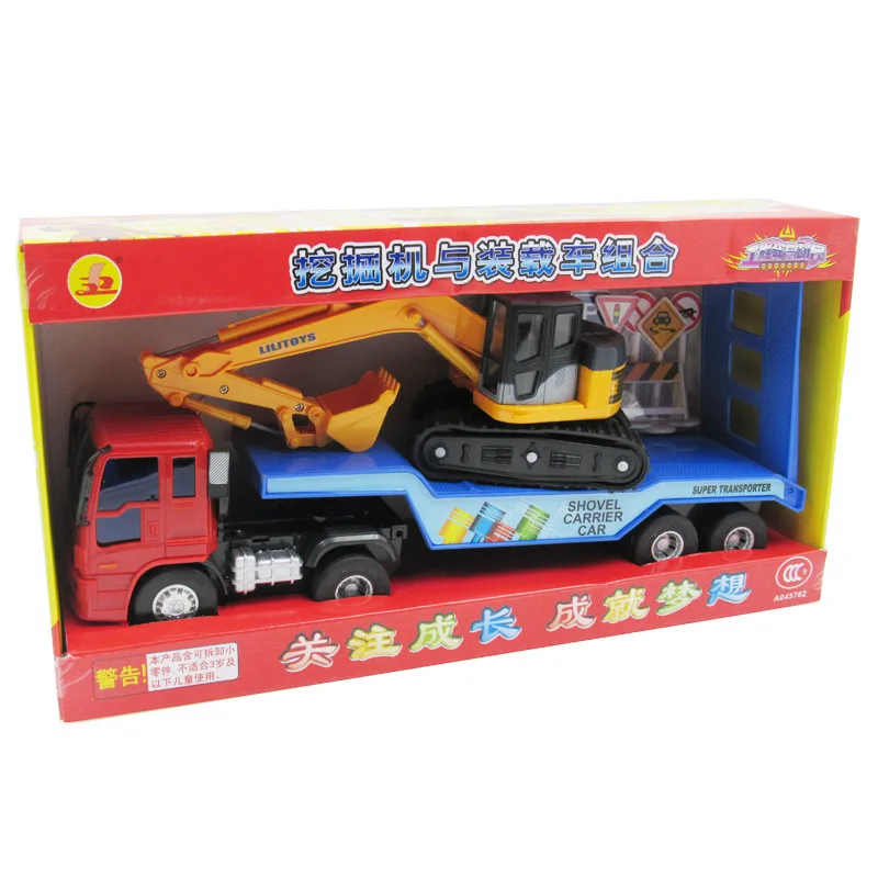 Simulation trailer excavator cars Model Combination series Alloy Plastic Transport Inertial engineering vehicles Toys | Игрушки и хобби