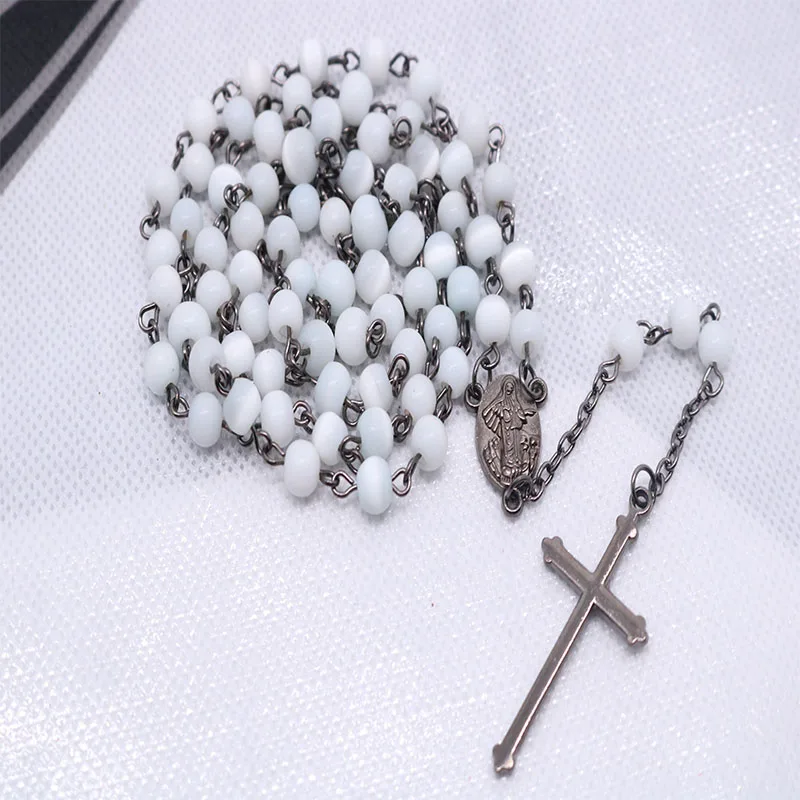 8 мм розовый кристалл белый жемчуг четки ожерелье католические Девы Марии центр - Фото №1