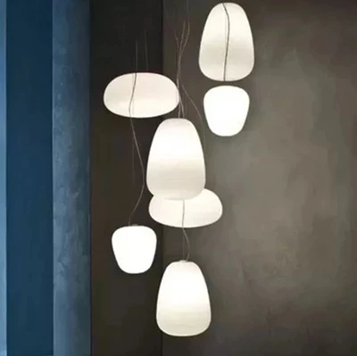 Скандинавский креативный подвесной светильник в виде белых стеклянных колец