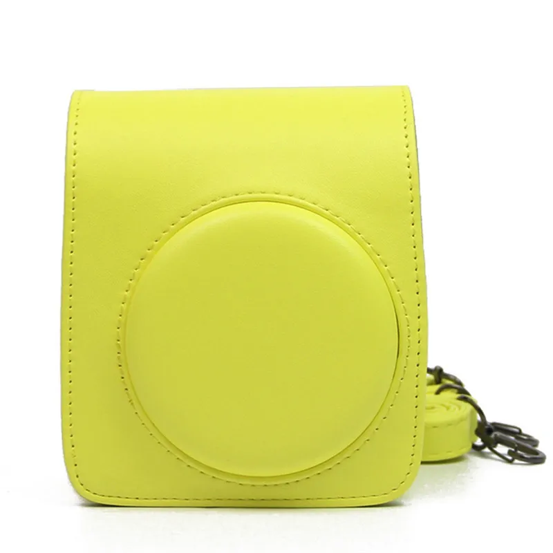 Yellow Сумка из искусственной кожи на ремне, чехол для FUJIFILM Instax Mini 70, винтажный однотонный чехол для камеры - Цвет: Yellow