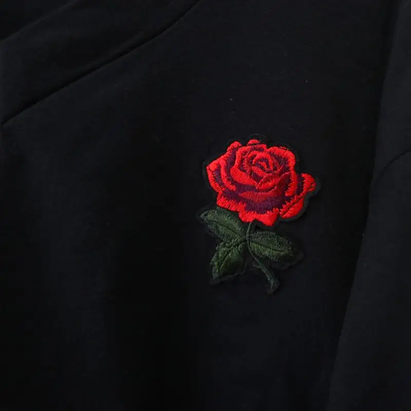 Для женщин Мода Повседневное V воротник розы вышивка орнамент хлопок леди