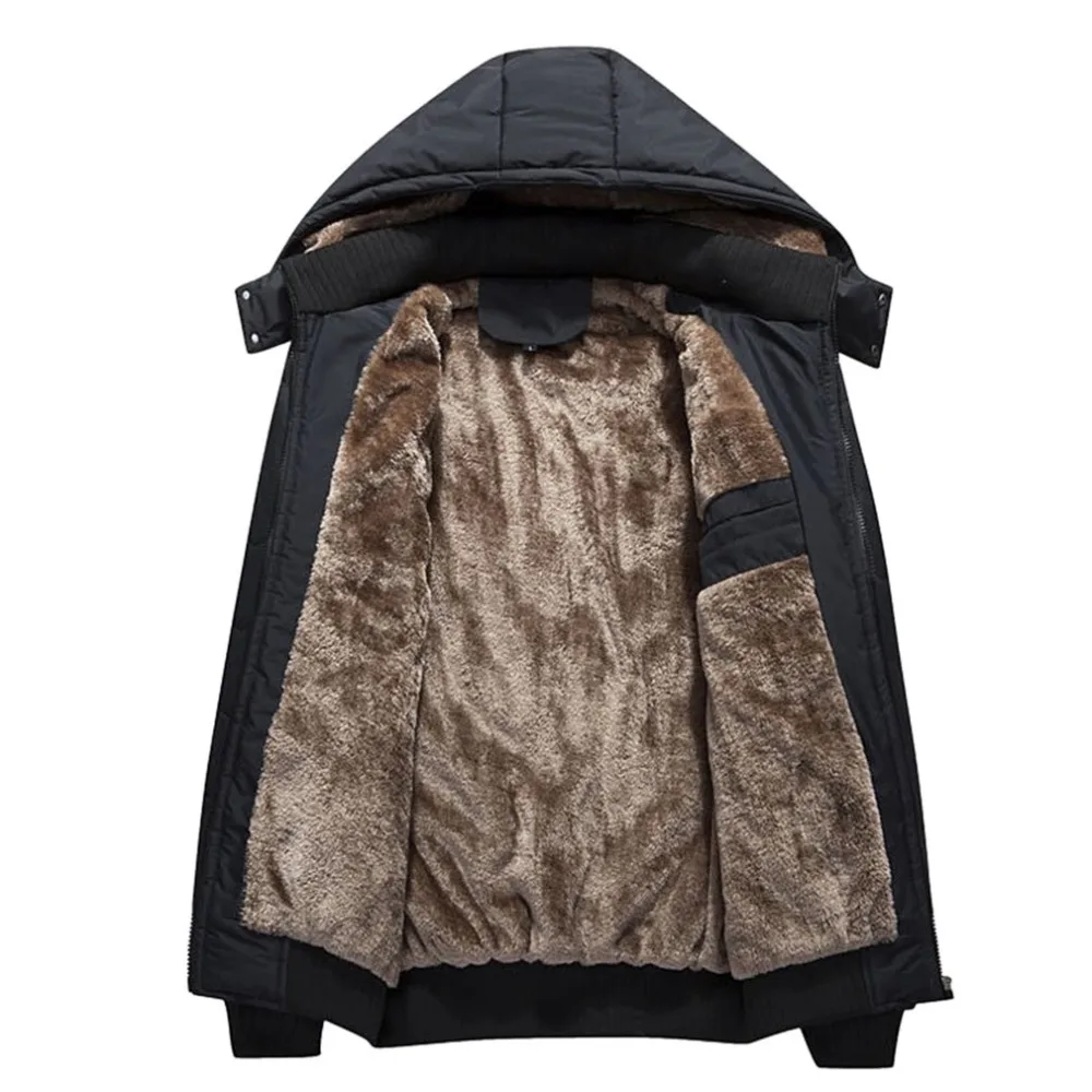 Парка мужская зимняя с капюшоном и воротником-капюшоном однотонная | Мужская