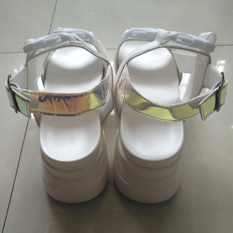 Женские сандалии на платформе 8 см женские туфли высоком каблуке кожаные крючках