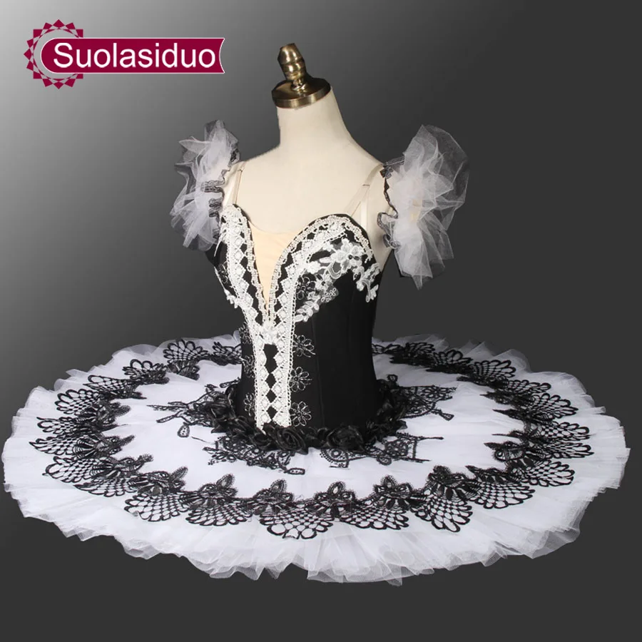 Черно белая профессиональная балетная пачка для девочек блинная Детский костюм