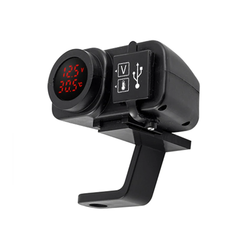 Red Mirror Holder 12 В 4.2A мотоциклетное двойное USB зарядное устройство Moto 2.1A+ 2.1A 12 В до 5 В USB зарядное устройство с вольтметр светодиодный дисплей розетки Мотокросс зарядное устройство - Название цвета: Red Mirror Holder