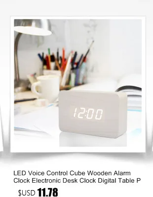 Cube Wooden Clock Voice Control Digital alarm clock snooze led light clock Electronic table Watch Nixie Wood Bedside Alarm Clock