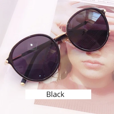Black Ralferty Korea Style Round Sunglasses Women Vintage Retro Mirrored Sunglass Female Sun Glasses For Women lunette Oculos M7098 - Lenses Color: Black