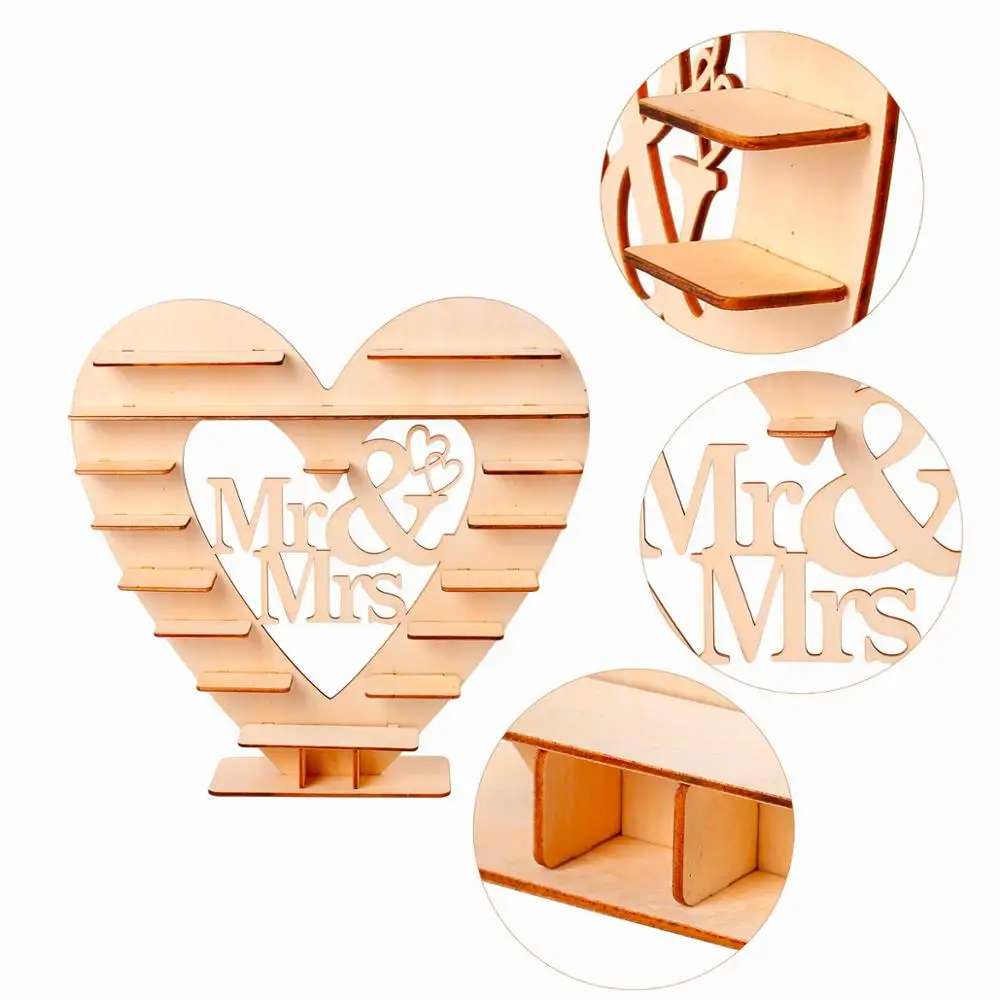 Подставка для демонстрации шоколада Mr & Mrs деревянная елка с сердечками Свадебные