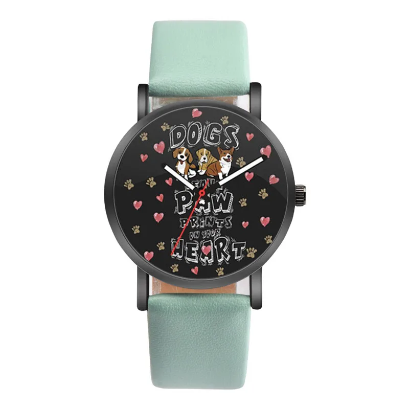 Green Horloge Dames WOK18302 модные часы с милым рисунком собаки, женские часы в свежем Стиле, популярные женские часы, Relogio Feminino@ 50 - Цвет: Green