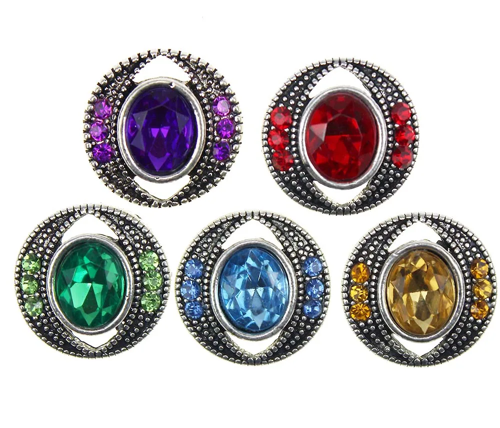 Кнопки для ювелирных изделий с круглой металлической основой диаметром 18 мм, с рисунком из страз и разноцветными вставками, в комплекте из 10 штук, подходят для браслетов.