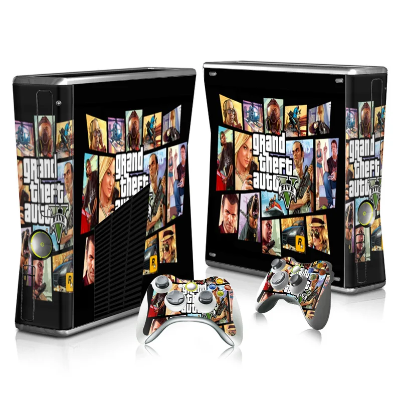 Наклейка на кожу наклейки для Xbox 360 Slim консоль и контроллер скины стикеры s для Xbox360 тонкий винил-Grand Theft Auto V GTA 5