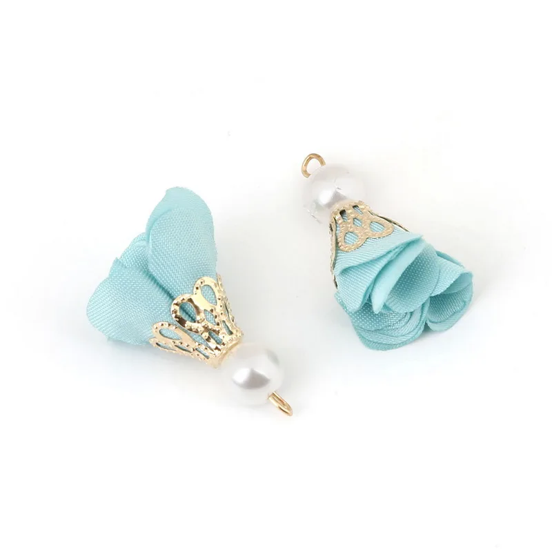 2018 New Fashion 30mm Fabric Tassels Imitation Pearl Flower Tassel Charms Pendant for DIY Earring Necklace Jewelry Making | Украшения и