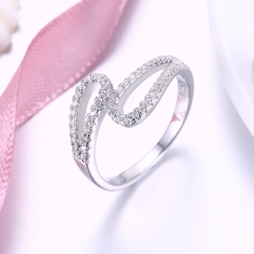 Геометрический дизайн со стразами полые кольца из стерлингового серебра 925 пробы