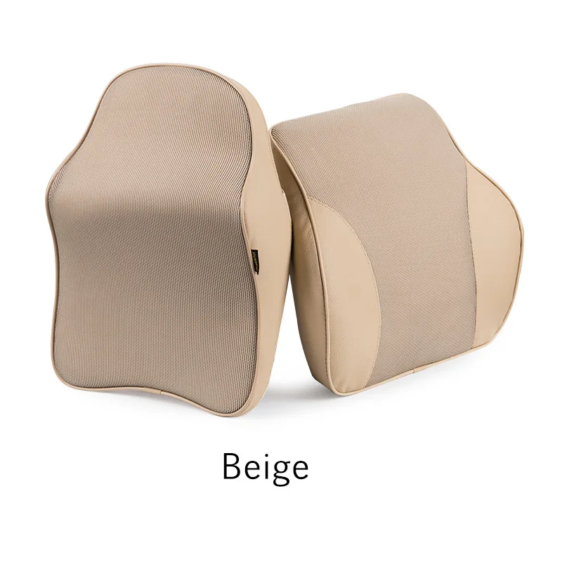 Pillow and Support QUEES Автомобильная подушка для шеи и Сиденье Поддержка памяти подушка из мягкой пены подголовник из искусственной кожи - Цвет: Pillow and Support