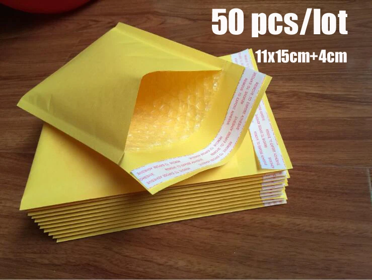 

50 шт. универсальные бумажные пакеты, маленькие пузырчатые конверты из крафтовой бумаги, мягкие конверты, пакеты для почтовых отправлений, с...