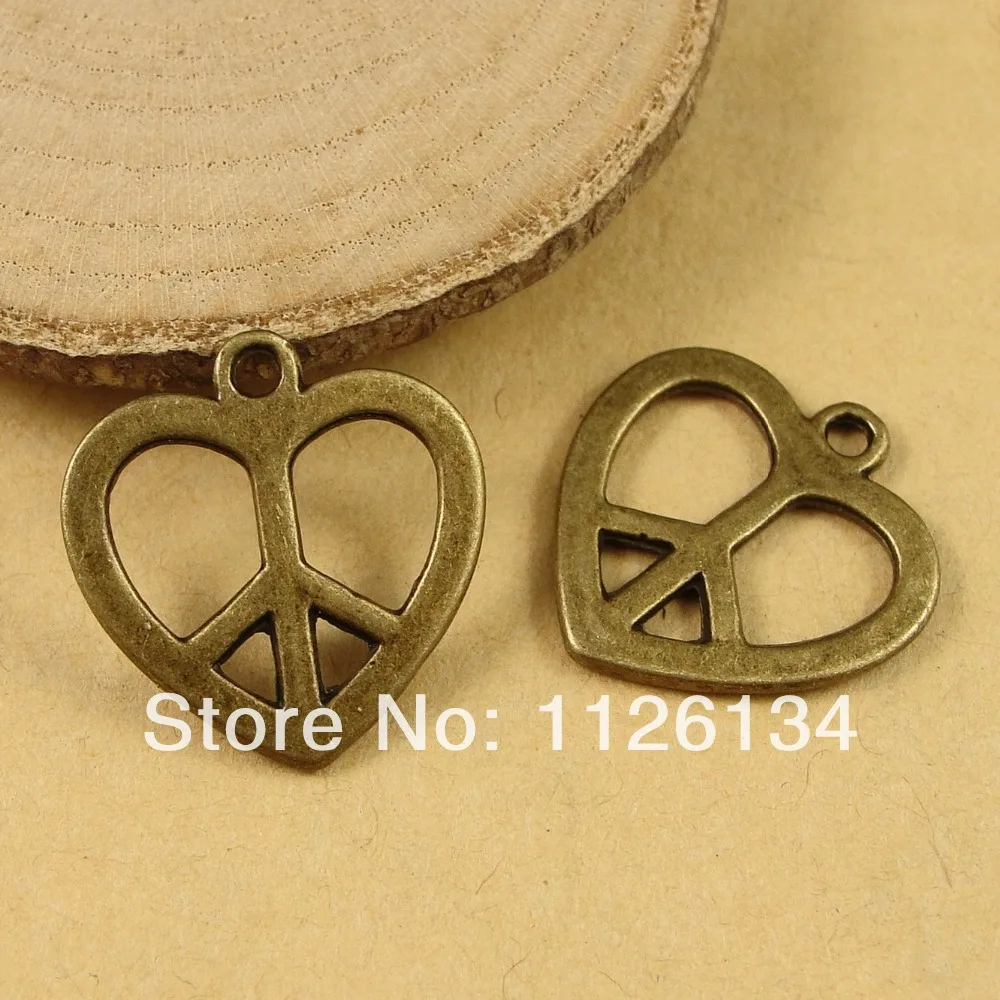 Новинка 2014 винтажное ювелирное изделие античное бронзовое сердце знак мира |